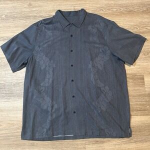 TOMMY BAHAMA Floral Button Up 100% Silk Blue Hawaiian Shirt Mens Size 3XLT Tall